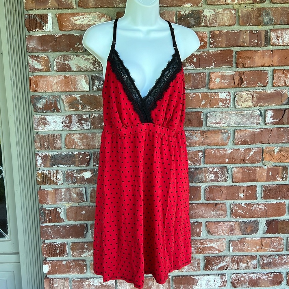 Sleep by Cacique black and red polka dot gown 18/20